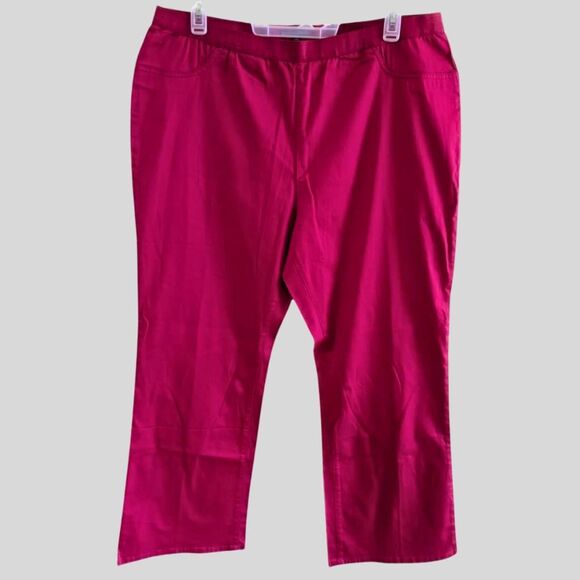 Jessica London Pants Women’s Plus Size 20 Red Stretch Ankle Straight Leg Pull-On - Picture 2 of 10